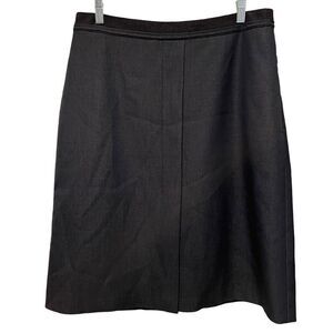 T Tahari Womens Skirt 12 Stretch Dark Denim Midi Front Kick Pleat Work Career